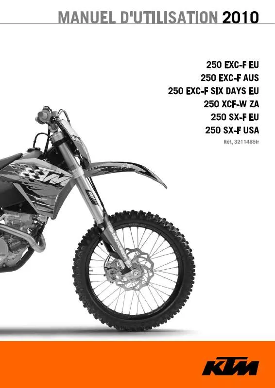 Mode d'emploi KTM 250 EXC-F EU
