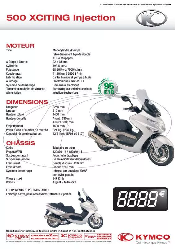 Mode d'emploi KYMCO 500 XCITING INJECTION