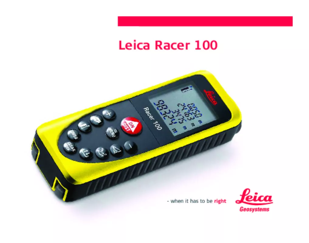 Mode d'emploi LEICA RACER 100