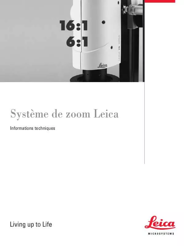 Mode d'emploi LEICA ZOOM SYSTEMS