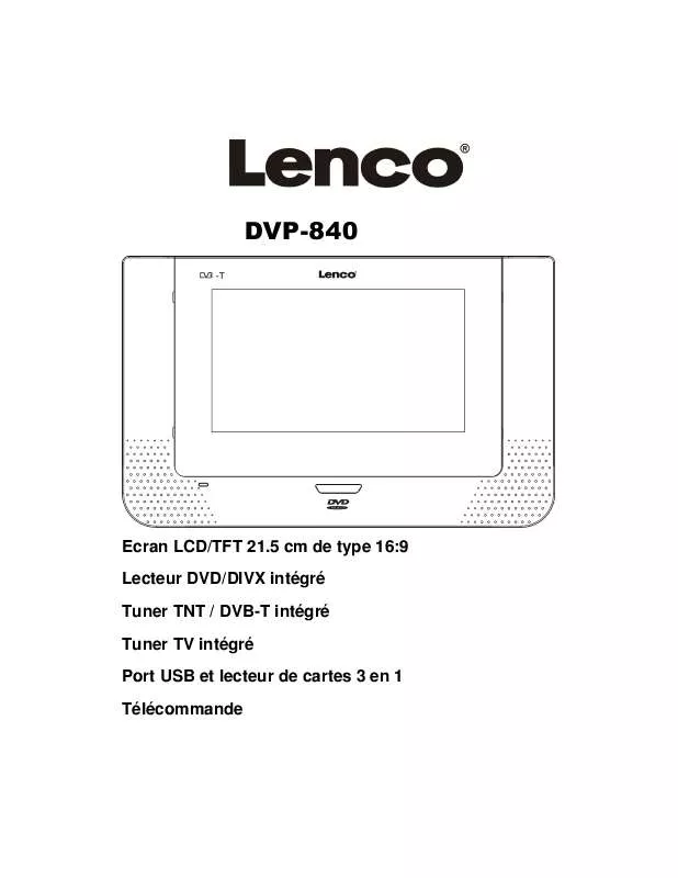 Mode d'emploi LENCO DVP-840