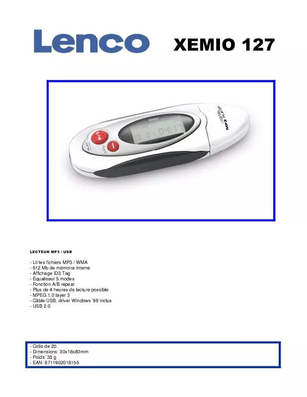 Mode d'emploi LENCO XEMIO-127