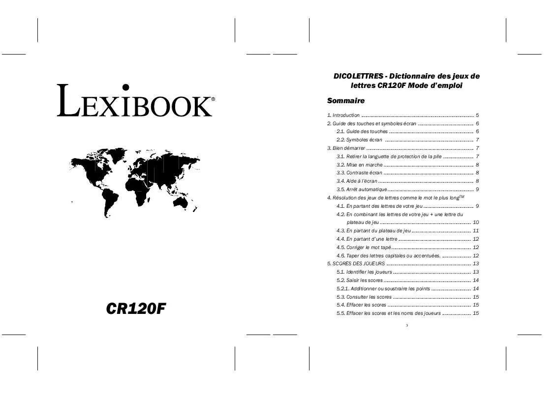 Mode d'emploi LEXIBOOK CR120F