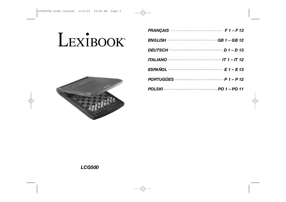 Mode d'emploi LEXIBOOK LCG500