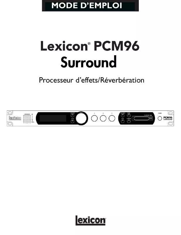 Mode d'emploi LEXICON PCM96