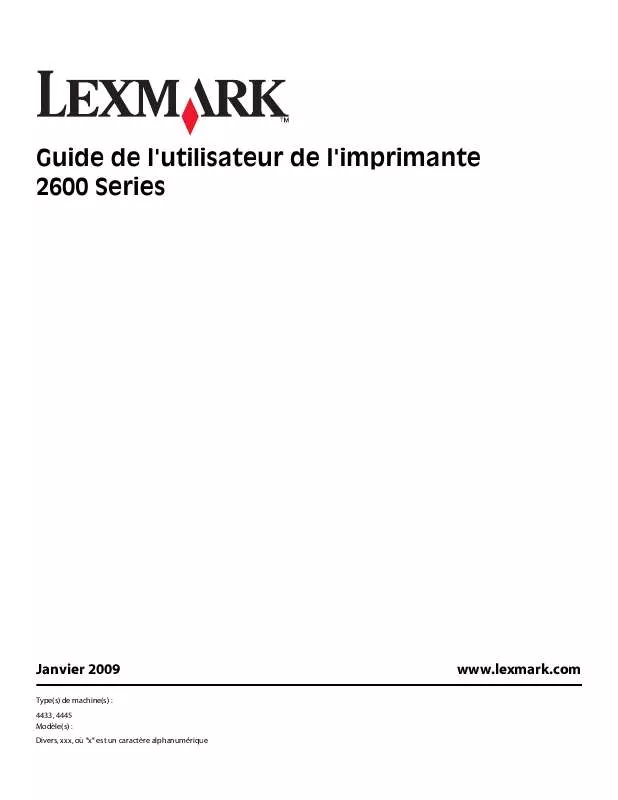 Mode d'emploi LEXMARK 2600