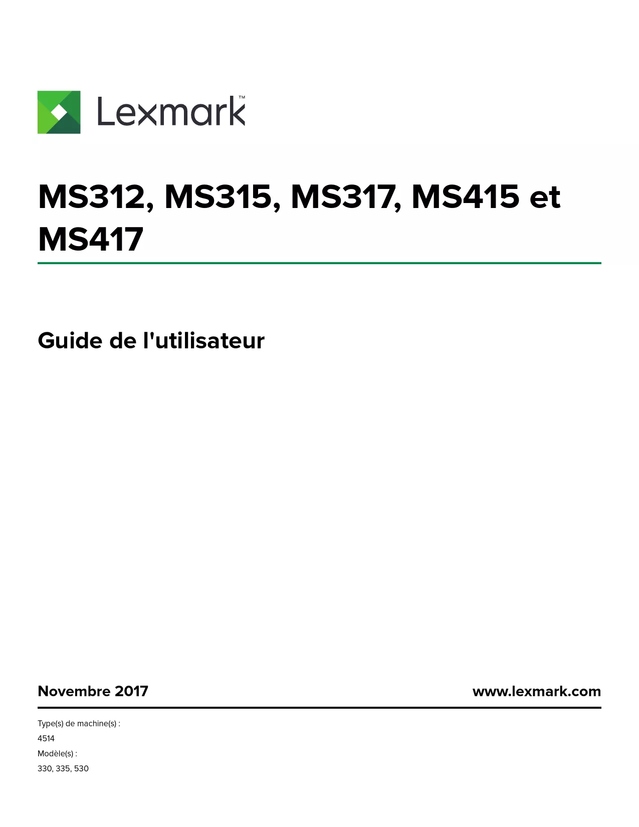 Mode d'emploi LEXMARK MS317DN