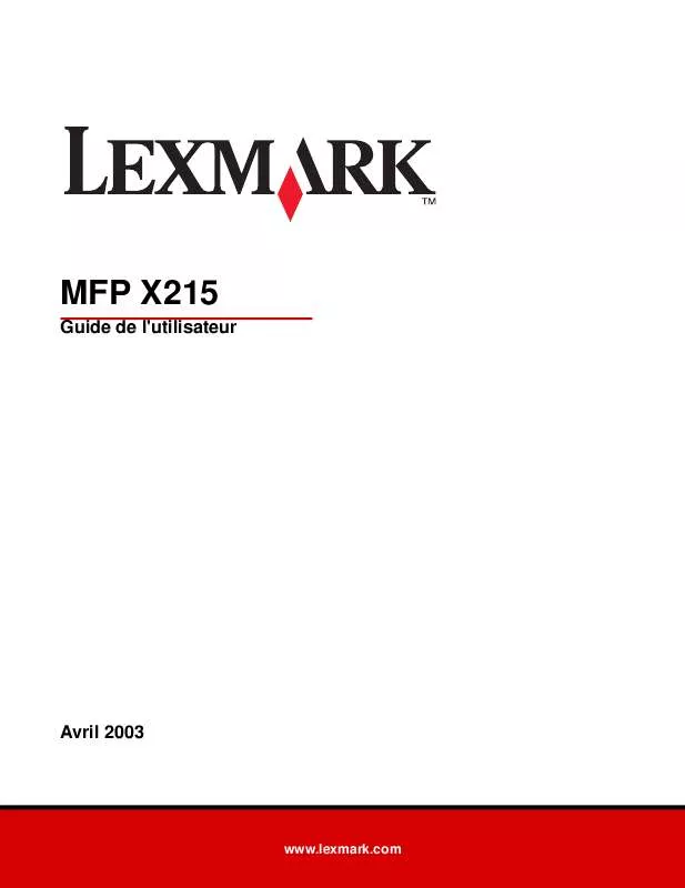 Mode d'emploi LEXMARK X215
