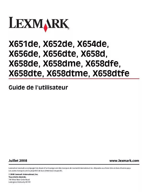 Mode d'emploi LEXMARK X654DE
