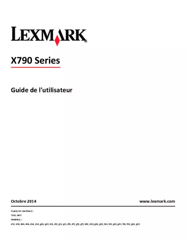 Mode d'emploi LEXMARK X792