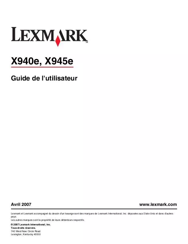Mode d'emploi LEXMARK X940E