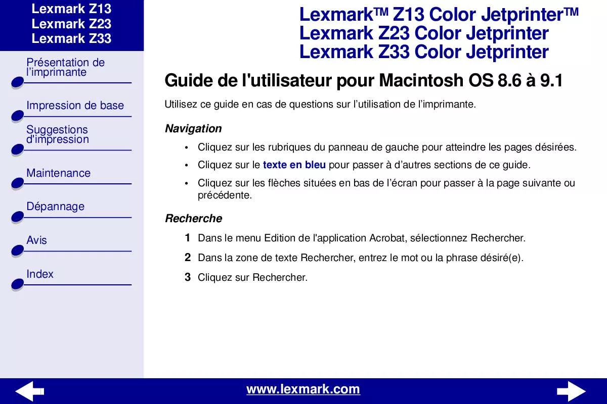 Mode d'emploi LEXMARK Z23