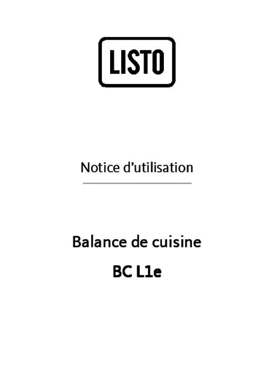 Mode d'emploi LISTO BALANCE CUISINE BC L1E