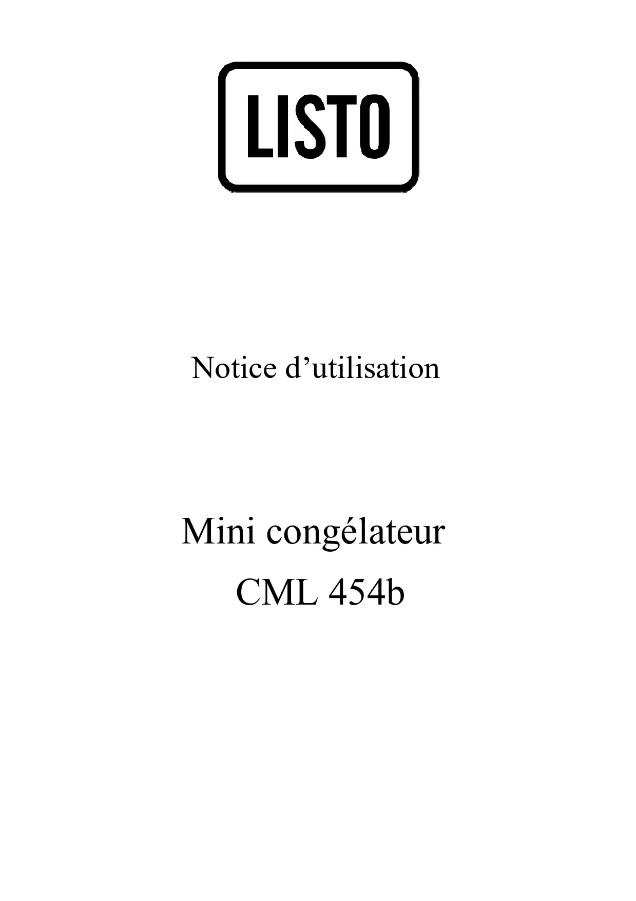 Mode d'emploi LISTO CML 454B