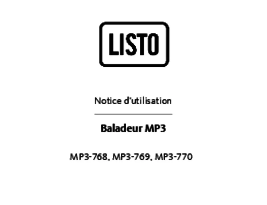 Mode d'emploi LISTO MP3-769