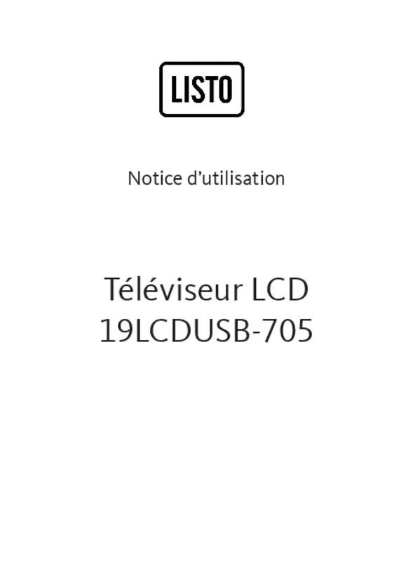 Mode d'emploi LISTO TELEVISEUR LCD 19LCDUSB-705