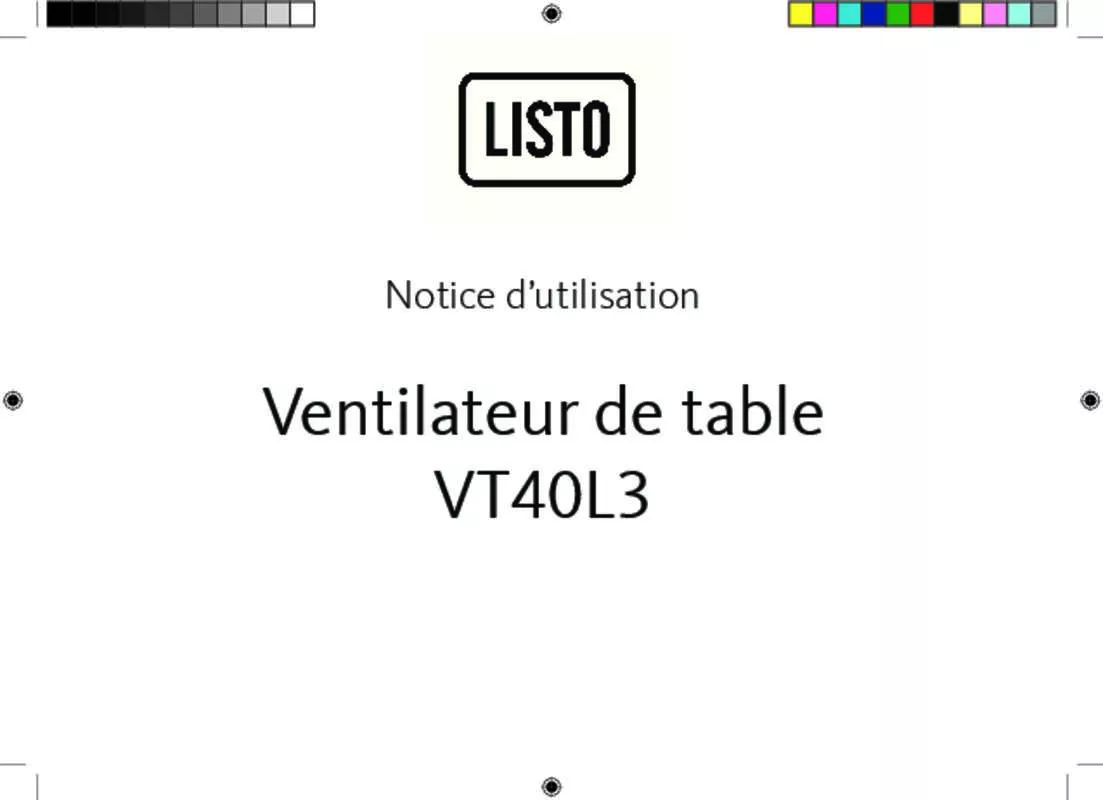 Mode d'emploi LISTO VENTILATEUR DE TABLE VT40L3
