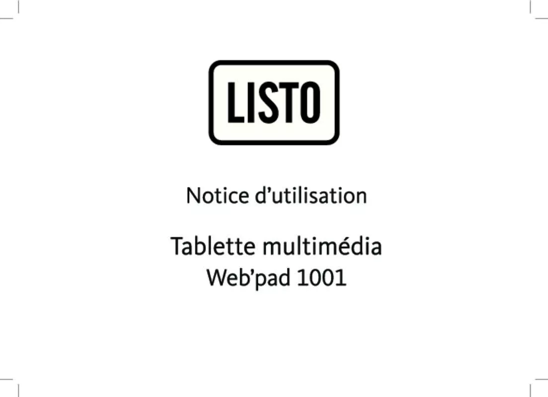 Mode d'emploi LISTO WEB'PAD 1001