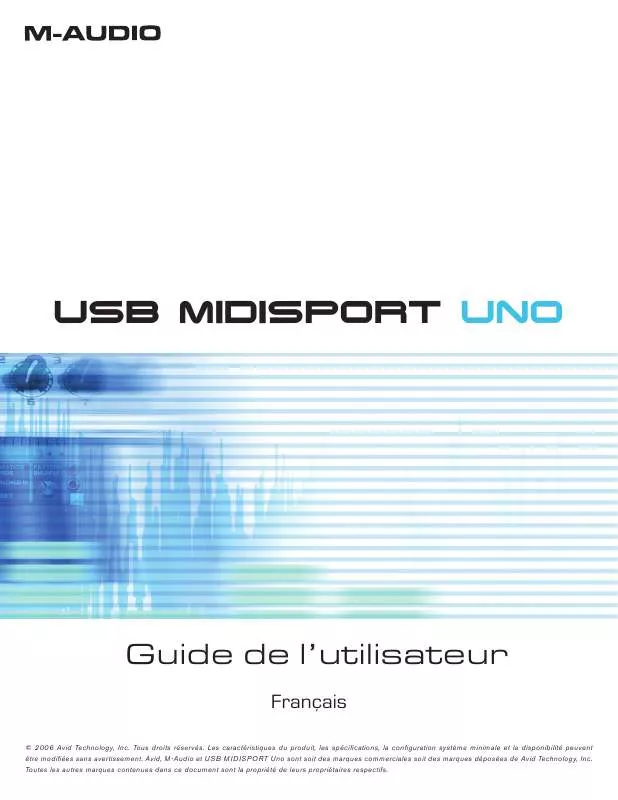 Mode d'emploi M-AUDIO MIDISPORT UNO USB