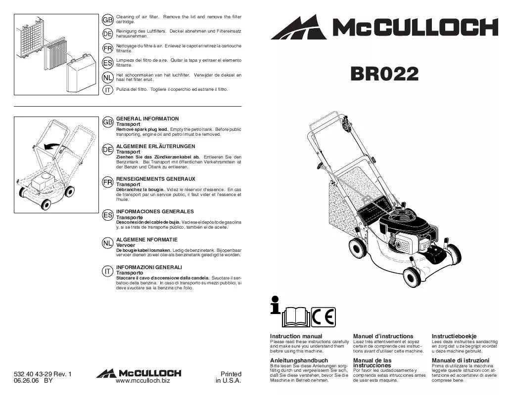 Mode d'emploi MCCULLOCH BR022