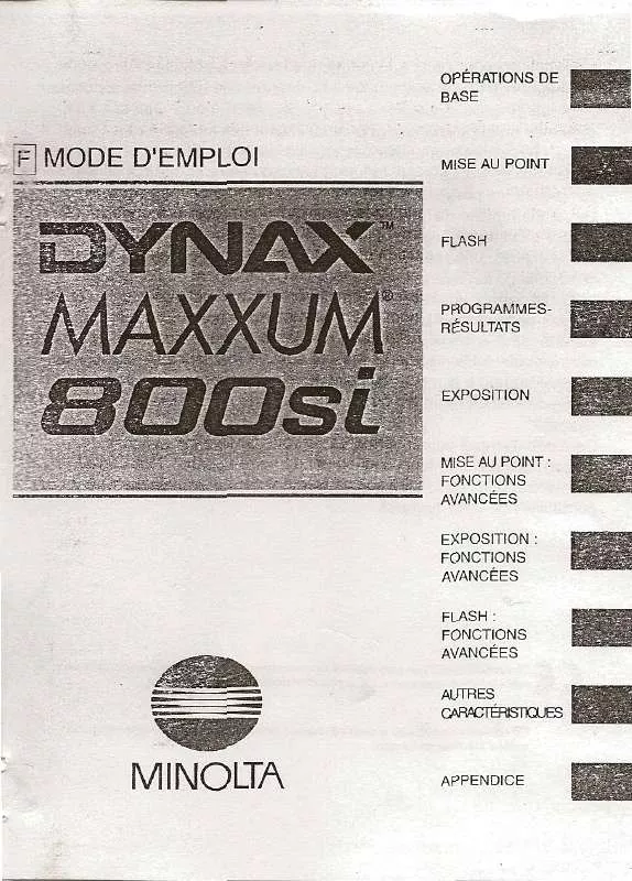 Mode d'emploi MINOLTA DYNAX MAXXUM 800SI