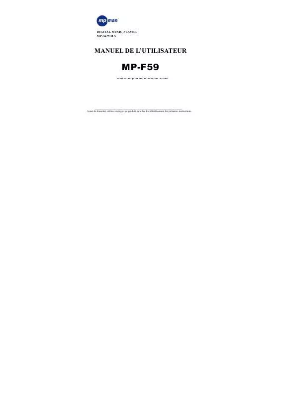 Mode d'emploi MPMAN MP-F59