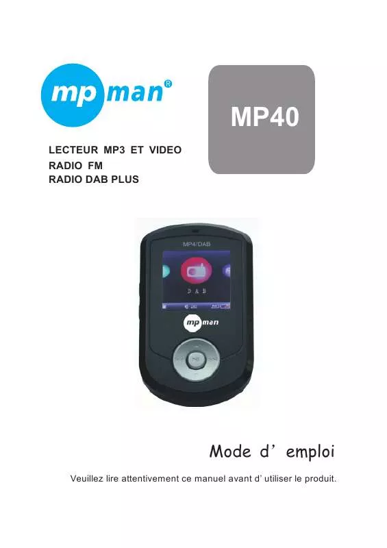 Mode d'emploi MPMAN MP40DAB
