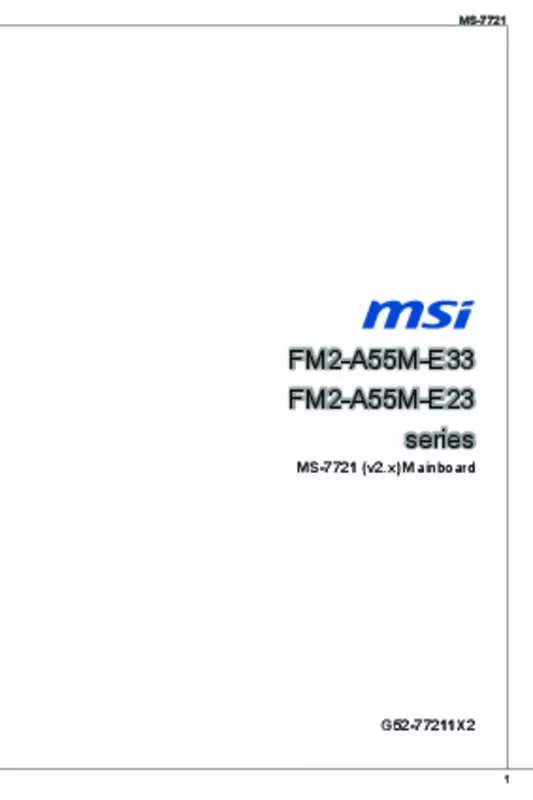 Mode d'emploi MSI FM2-A85XA-G65