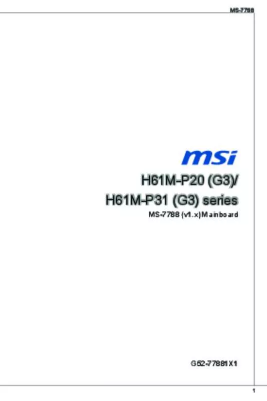 Mode d'emploi MSI H61M-P20/W8