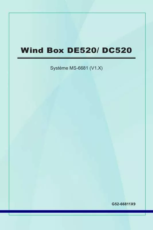 Mode d'emploi MSI WIND BOX DE520