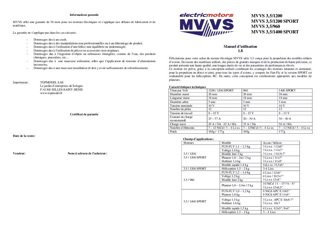 Mode d'emploi MVVS 3.5-960