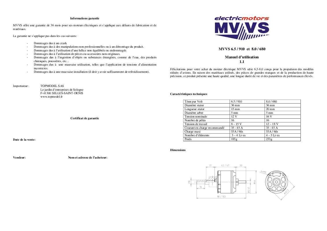 Mode d'emploi MVVS 6.5-910