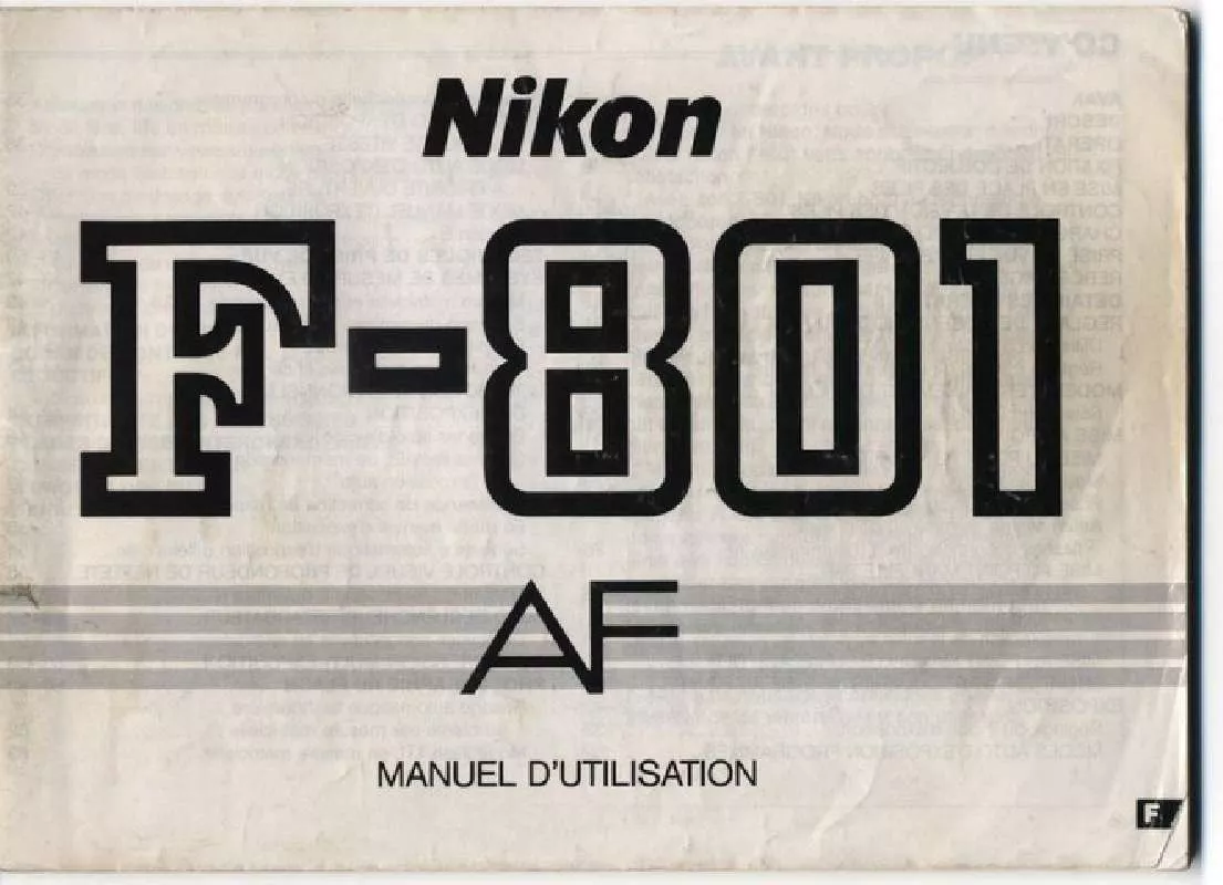 Mode d'emploi NIKON F-801