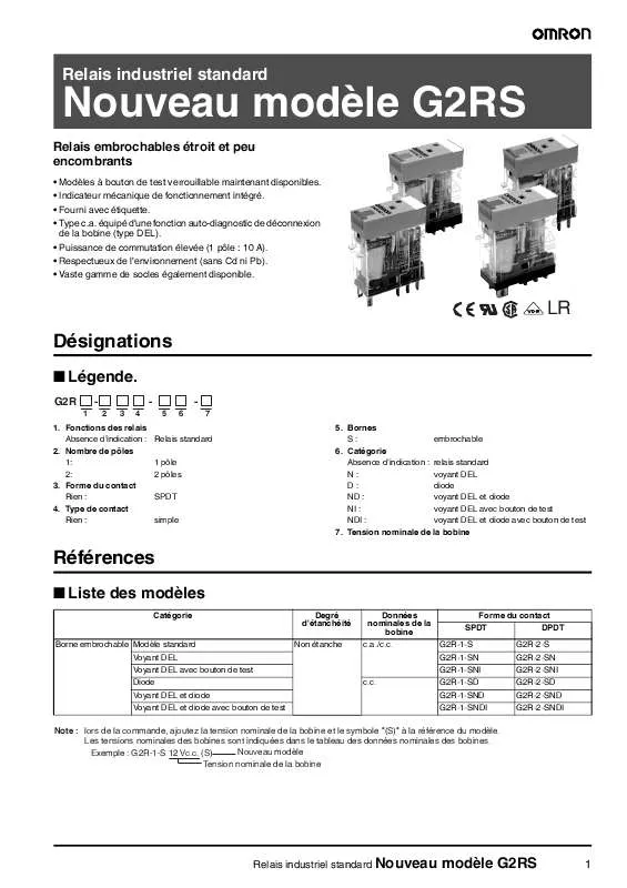 Mode d'emploi OMRON G2RS