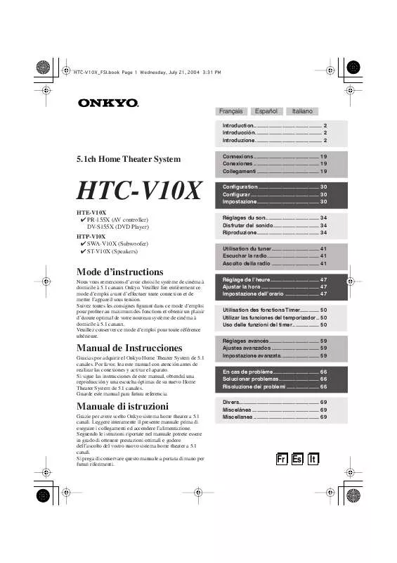 Mode d'emploi ONKYO HTC-V10X