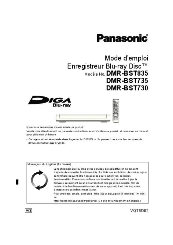 Mode d'emploi PANASONIC DMR-BST835EG