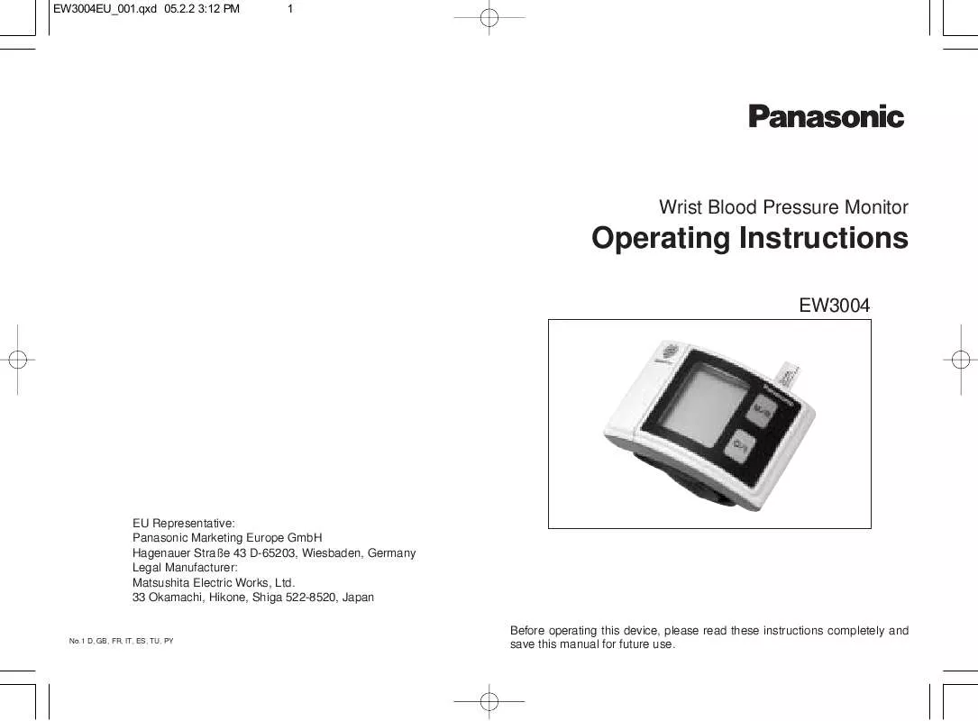 Mode d'emploi PANASONIC EW3004E2