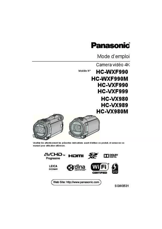 Mode d'emploi PANASONIC HC-VX980