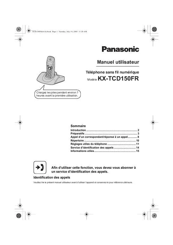Mode d'emploi PANASONIC KX-TCD150FR