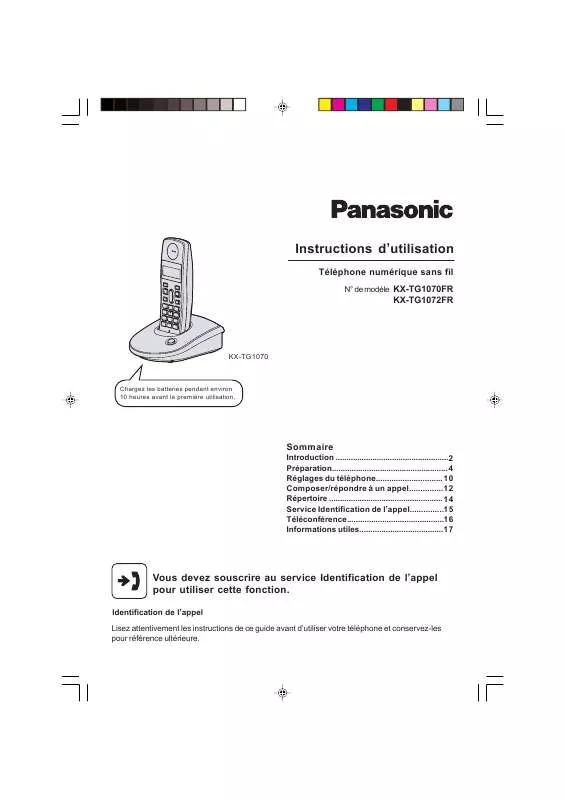 Mode d'emploi PANASONIC KX-TG1070FR