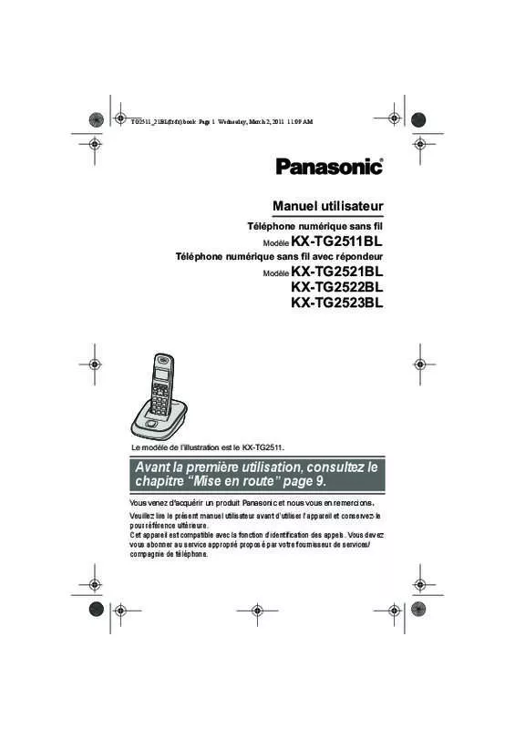 Mode d'emploi PANASONIC KX-TG2521BL