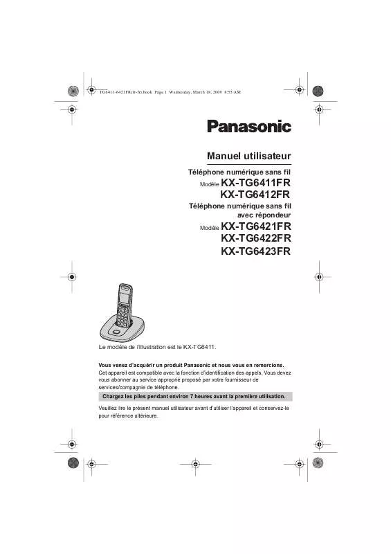 Mode d'emploi PANASONIC KX-TG6421FR