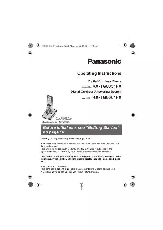Mode d'emploi PANASONIC KXTG8051FX