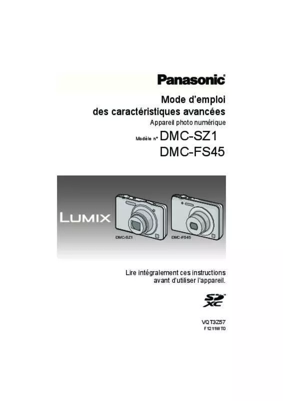 Mode d'emploi PANASONIC LUMIX DMC-SZ5