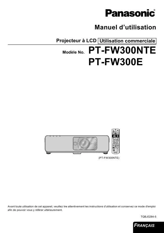 Mode d'emploi PANASONIC PT-FW300E