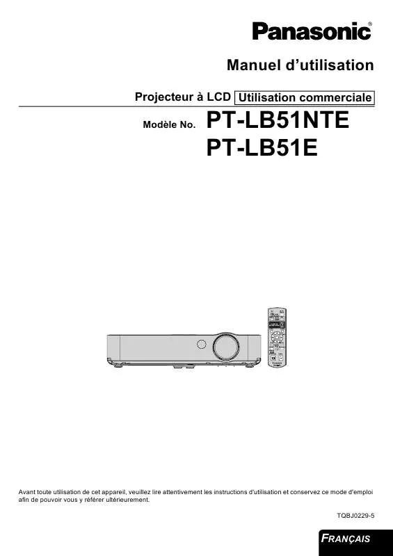 Mode d'emploi PANASONIC PT-LB51E