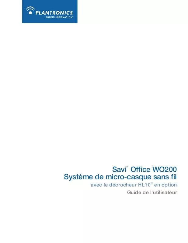 Mode d'emploi PLANTRONICS SAVI OFFICE WO200