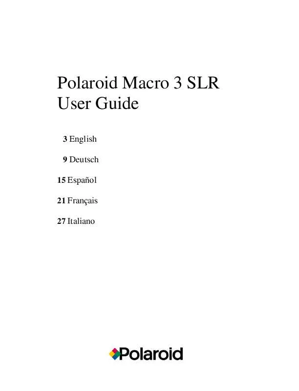 Mode d'emploi POLAROID MACRO 3 SLR