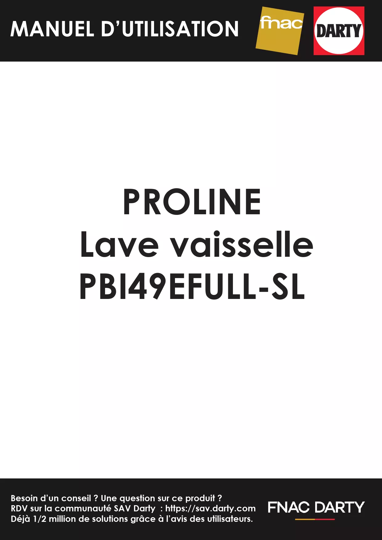 Mode d'emploi PROLINE PBI49EFULL-SL