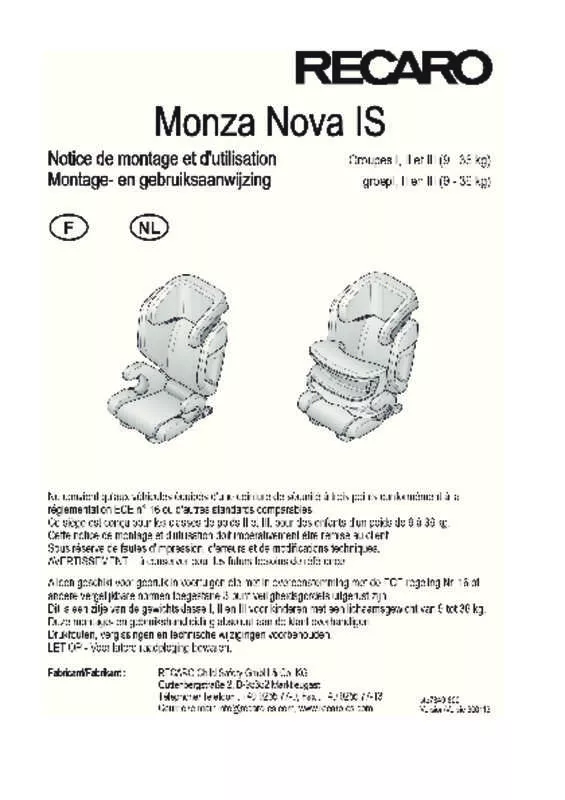 Mode d'emploi RECARO MONZA NOVA SEATFIX 2